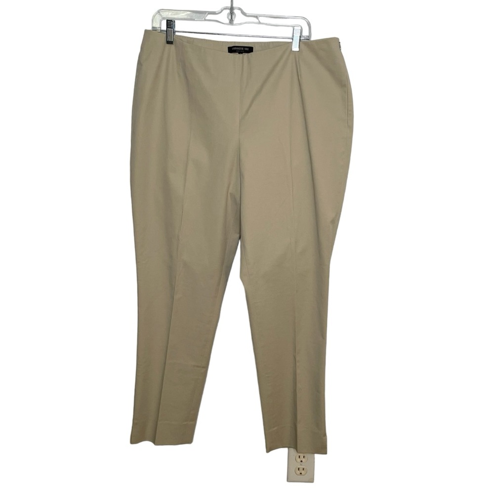 Lafayette 148 Size 14 Chrystie Cotton Blend Cropped Stretch Pant Flat Front